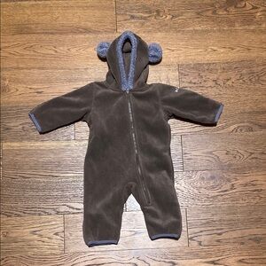 Cozy Brown Baby Onesie with Hood
